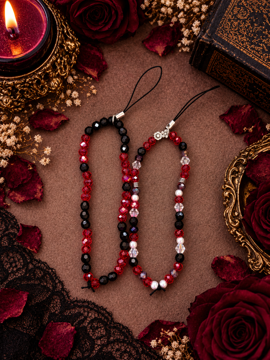 Burgundy Rose Handmade Phone Charm | Gothic Beaded Accessory