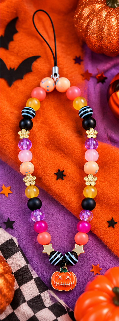 Hex Appeal | Handmade Colourful Halloween Pumpkin Phone Charm