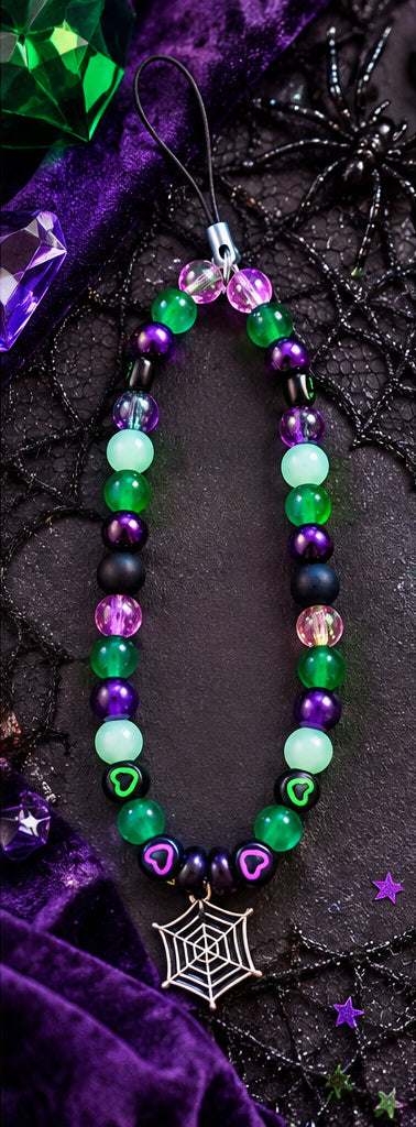 Toxic Crush | Handmade Purple & Green Gothic Beaded Phone Charm